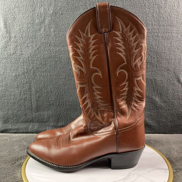 Tony Lama Men's Western Cowboy Boots Almond Toe Leather VM0004 Vaquero Brown 9D - Picture 4 of 12